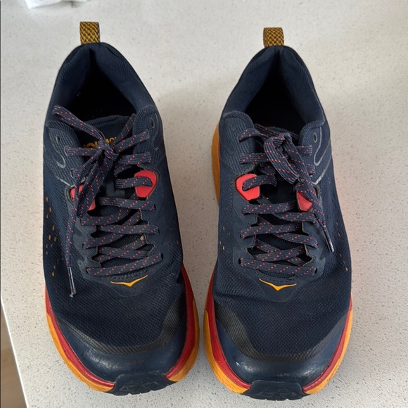 HOKA Men's Navy Blue and Orange Running Shoes - Picture 2 of 3